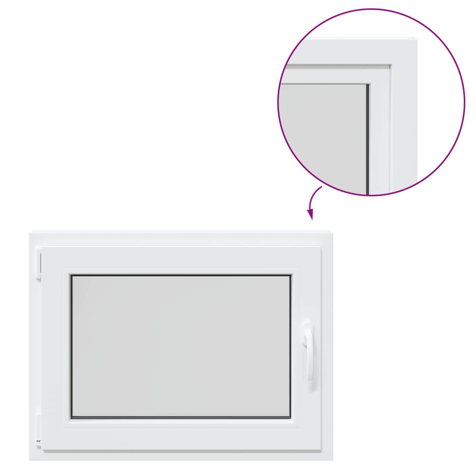Finestra manuale RISOR 80 x 60 cm PVC e vetro, design moderno della finestra per cantina, vetro PVC resistente, efficiente dal punto di vista energetico, isolamento termico, fonoassorbente