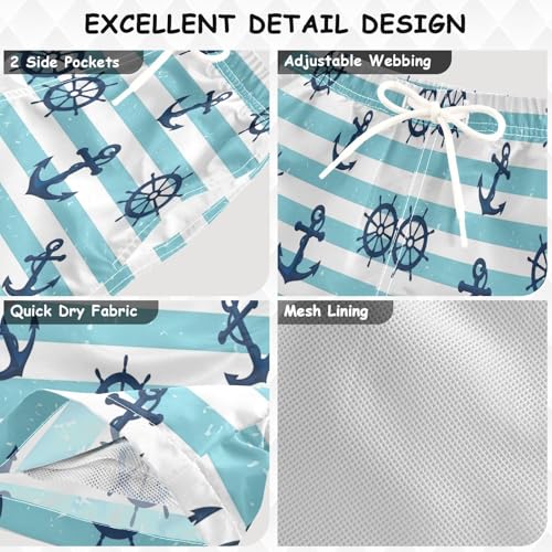 Swim Clothes for Boys, Little Boys Swim Trunks 2t, Navy Blue Anchors3