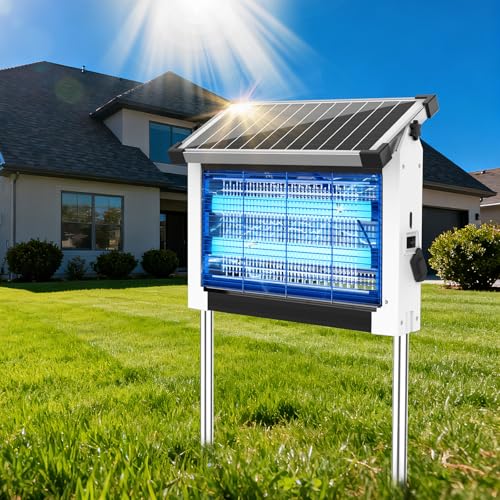 Image of OnBeam Solar Bug Zapper Outdoor, 4500V Mosquito Zapper Fly Trap for Patio | 10W Solar Panel, IPX5 Waterproof, Auto Mode, Solar Powered, USB C Charging, Electric Rechargeable Mosquito Killer for Garden