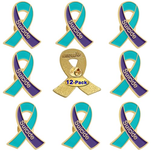 Image of 12 /20 /50 /100 Pcs Suicide Prevention Awareness Ribbon Enamel Lapel Pins