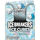 ICE BREAKERS Ice Cubes Mint Crystal Sugar Free Chewing Gum Bottles, 3.24 oz (6 Count, 40 Pieces)
