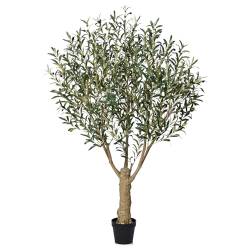 VeriNatural Olive Tree Artificial 6FT Tall - UV Resistant Faux Olive Trees with Strong Trunk for Outdoor - Large Potted Silk Fake Plant for Indoor Home Living Room Office Patio Decor, VN160