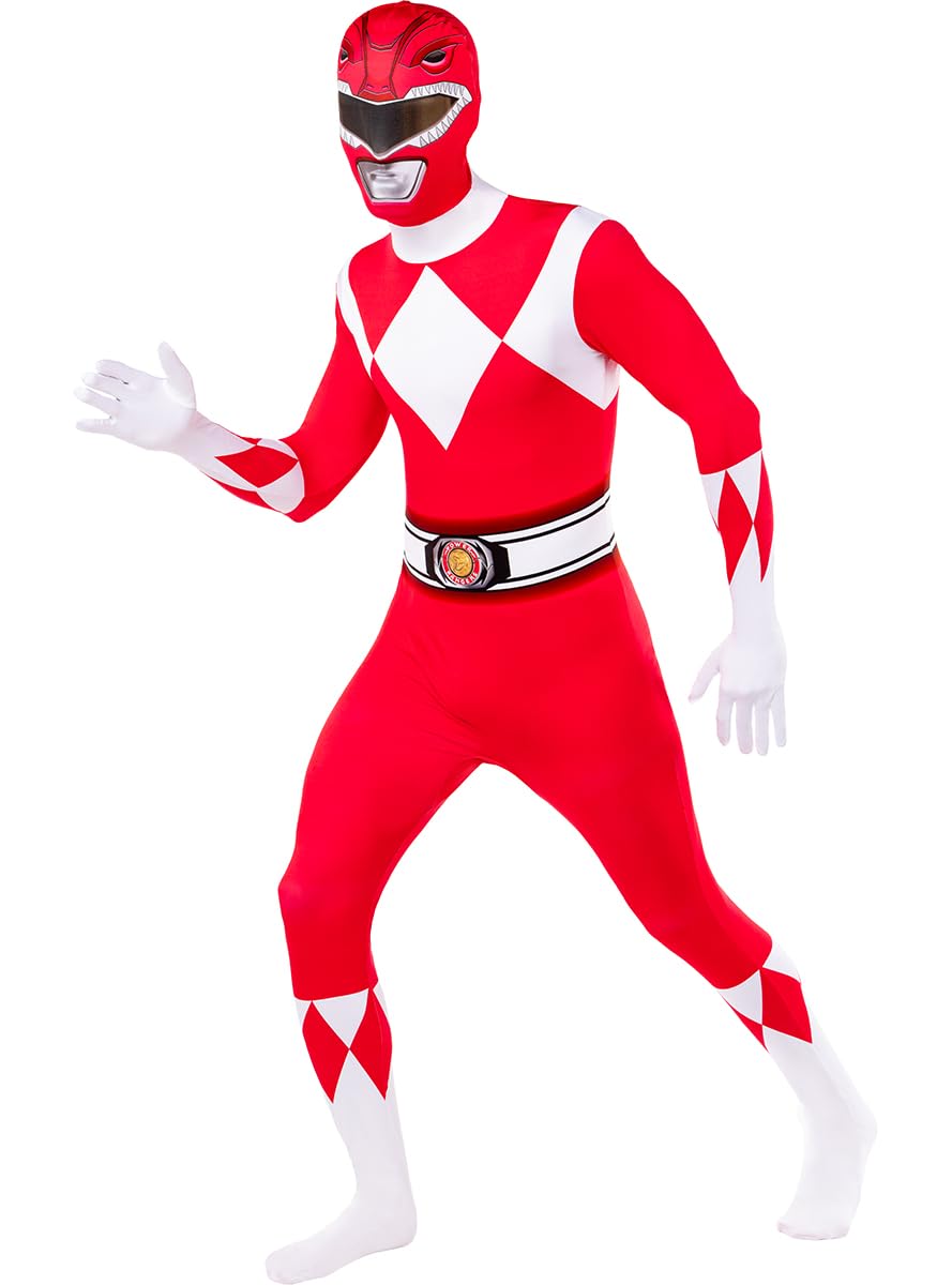 Funidelia Power Ranger roter Ganzkörperanzug für Herren und Damen, Offizielle Lizenz, Größe M Film und Serien, Superhelden - Verkleidung für Erwachsene für Partys, Karneval und Halloween