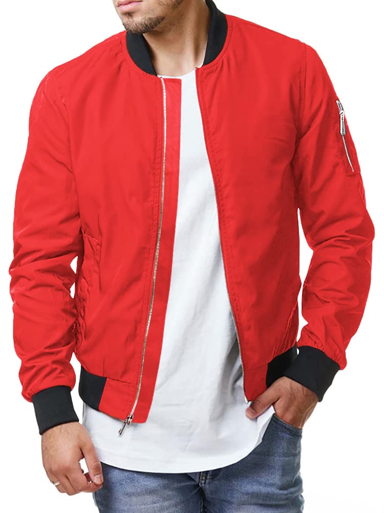 Mens Bomber Jacket Casual Zip Up Lightweight Varsity Slim Fit Windbreaker Softshell Spring Sportswear Jackets Coat