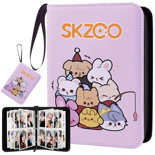 Stray Rosa Photocard Binder, SKZ Linda Caricatura Photocards Holder, Skzoo Álbum de Tarjetas Coleccionables Álbum 400 Bolsas, Merch Kpop Regalos para STAY