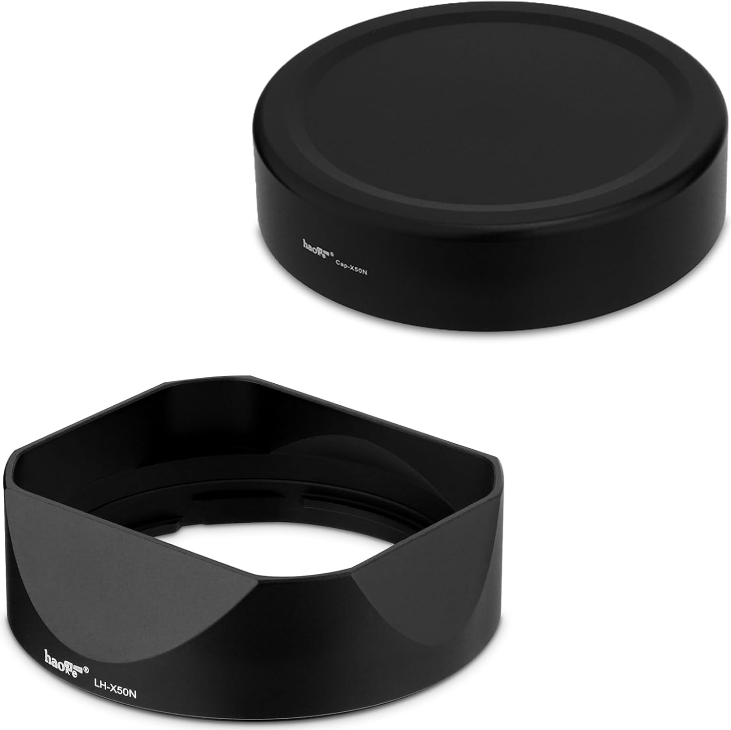 Haoge LH-X50N Bayonet Square Metal Lens Hood for Fujifilm Fuji Fujinon XF 50mm F2 R WR Lens with Metal Cap Kit on X-Pro3 X-T4 X-S10 Camera