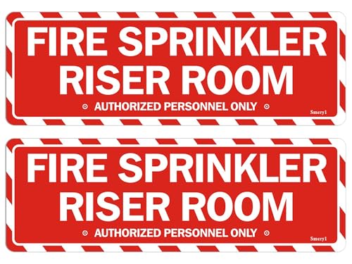 Smeryl Fire Sprinkler Riser Room Signs Authorized Personnel Only 9” x 3” Fire Sprinkler Room Signs, Riser Room Sign for Office Home Business, Self-Adhesive Backing, Thick Acrylic, Easy to Install, 2 Pack