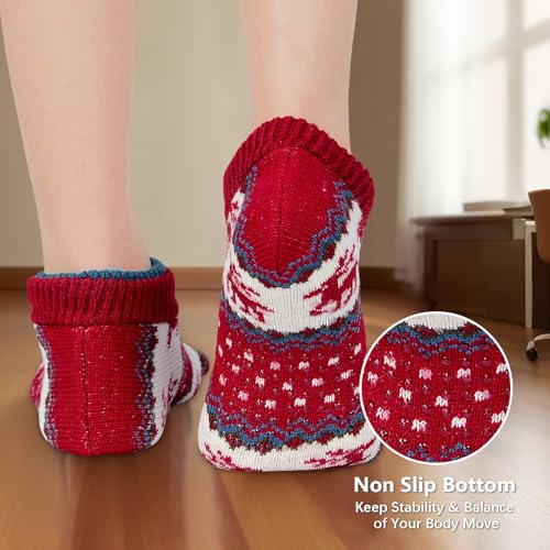 Image of American Trends Slipper Socks for Women Non Slip Christmas Socks Comfy Warm Winter Grippy Socks with Grippers