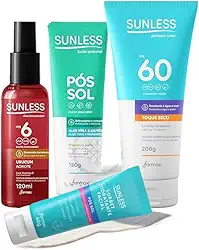 Kit Verão Perfeito: FPS 60 200g, Óleo Bronzeador Urucum, Pós-Sol Corporal e Hidratante Facial