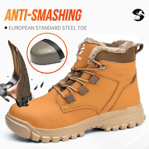 Image of Steel Toe Boots for Women Men Slip & Puncture-Resistant Safety Boots Industrial Construction Steel Toe Shoes for Warehouse, Outdoor Work