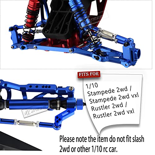 Rcarmumb Rc Upgrades Part For 1/10 Rustler Vxl/Rustler Vxl 2Wd, Stampede Vxl/Stampede Vxl 2Wd,Alloy Front Rear Rc Shocks Absorber,Front Rear Suspension A Arms Hop Ups,Navy Blue #TOP1