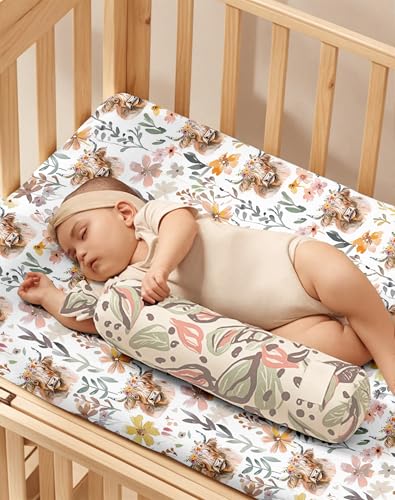 Image of Pack and Play Sheets 2 Pack, Fitted Jersey Knit Mini Crib Sheets for Baby Boys and Girls, Compatible with Graco Pack N Play and Mini Crib Mattress (Cottage Cow, Pack N Play /Mini Crib Sheets)