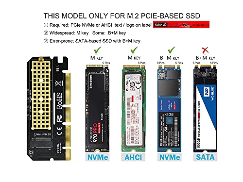Image of Internal Solid State Drives - Compatible with samsung 960 970 evo pro wd black and more | M2 Key M and AHCI SSD to PCIe 4X 8X 16x Adapter PCB Compatible with Samsung 960 970 EVO PRO WD Black a