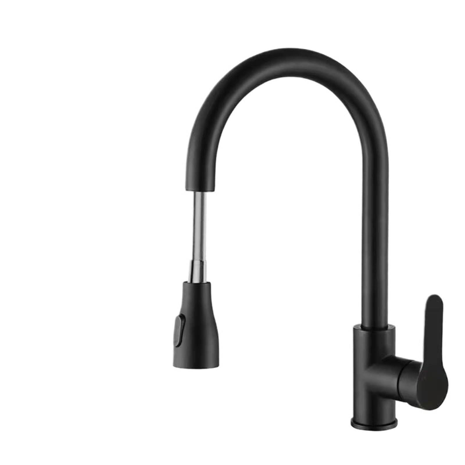 Rrypbovg Black Pull Out Faucet Kitchen Faucets Brushed Nickel Pull Out Sink Water Tap Deck Mounted Mixer Stream Sprayer Head Hot Cold Taps Sliver(Black)