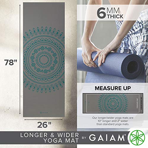 image for Gaiam Yoga Mat Premium Print Extra Thick Non Slip Exercise & Fitness M