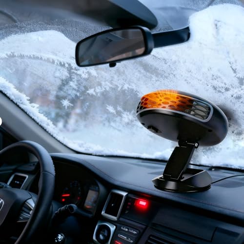 Calefactor Coche-Calefactor Coche 12V 150W Mechero - Calefactor para Coche de Apoyo para Todos los Coches y Campers, 2 en 1 Calentador y Ventilador Rotación 360° Grados, Desempañador de Parabrisas