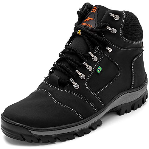 Bota Coturno Adventure Masculino Militar Confort (40, Preto, preto)