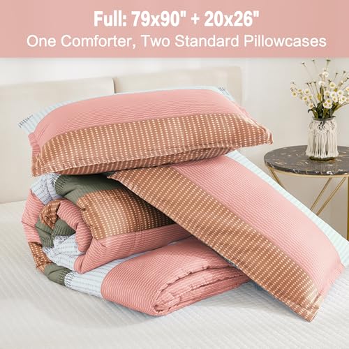 Litanika Full Comforter Set Vanilla - 3 Pieces Lightweight Fluffy Bedding Comforter Sets, All Season Down Alternative Comforter (1 Comforter, 2 Pillowcases)