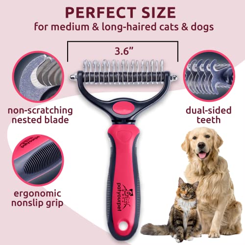 Pat Your Pet Deshedding Brush - Double-Sided Undercoat Rake For Dogs & Cats thumb #4