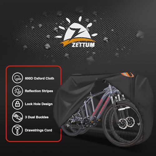 Zettum Bike Cover for 2 Bikes, Stationary Bike Covers for Outside Storage Waterproof Outdoor & Heavy Duty - Image 3