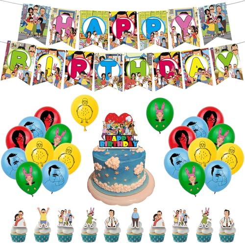 Bobs Burgers Birthday Party Decorations - Balloons Cake Decorations Banner