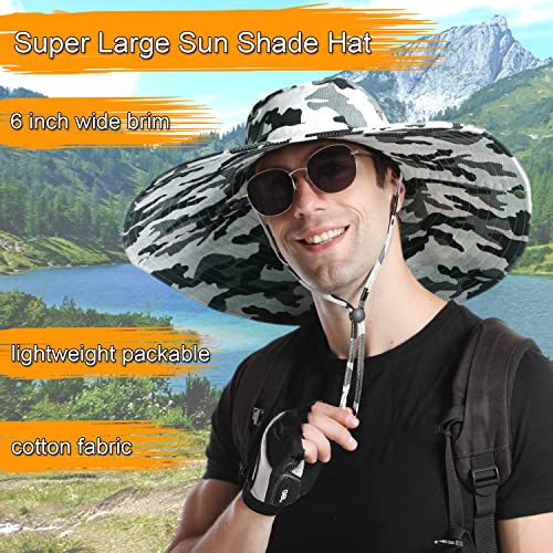 Image of HUAMULAN Wide Brim Sun Hats Men and Women Bucket Safari Fishing Hat for Hiking Garden Lawn Work Camping Outdoor