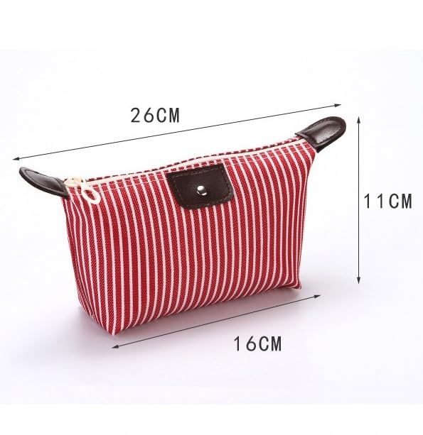 Borsa for il trucco, borse for cosmetici da donna, borsa da toilette impermeabile, multifunzione, borsa da viaggio portatile, organizer a righe, set da 3 beauty case(Rose red)