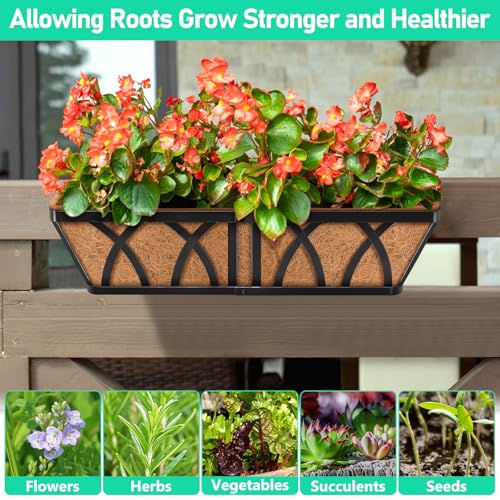 Riare 4 Pack 36 Inch Rectangle Coconut Liners for Planters, Natural Coconut Fiber Planter Liners, Window Box Liner Trough Coco Liner for Outdoor Flower, Garden Wall, Deck & Fence Planter Boxes — view 6