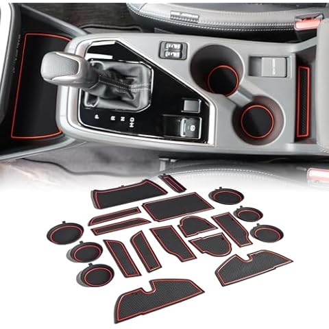 Auovo Cup Holder Inserts Liners Compatible with Subaru Crosstrek 2024 2025 Impreza Accessories Car Custom Center Console Door Pocket Mats Pads 19PCS (Red Trim) Cover