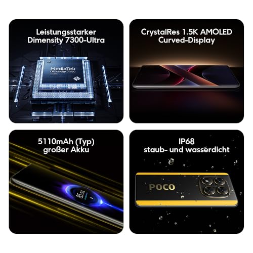 Xiaomi Poco X7 Smartphone, 8+256GB, Schwarz, 50MP Hauptkamera mit OIS, 5110mAh Akku, IP68