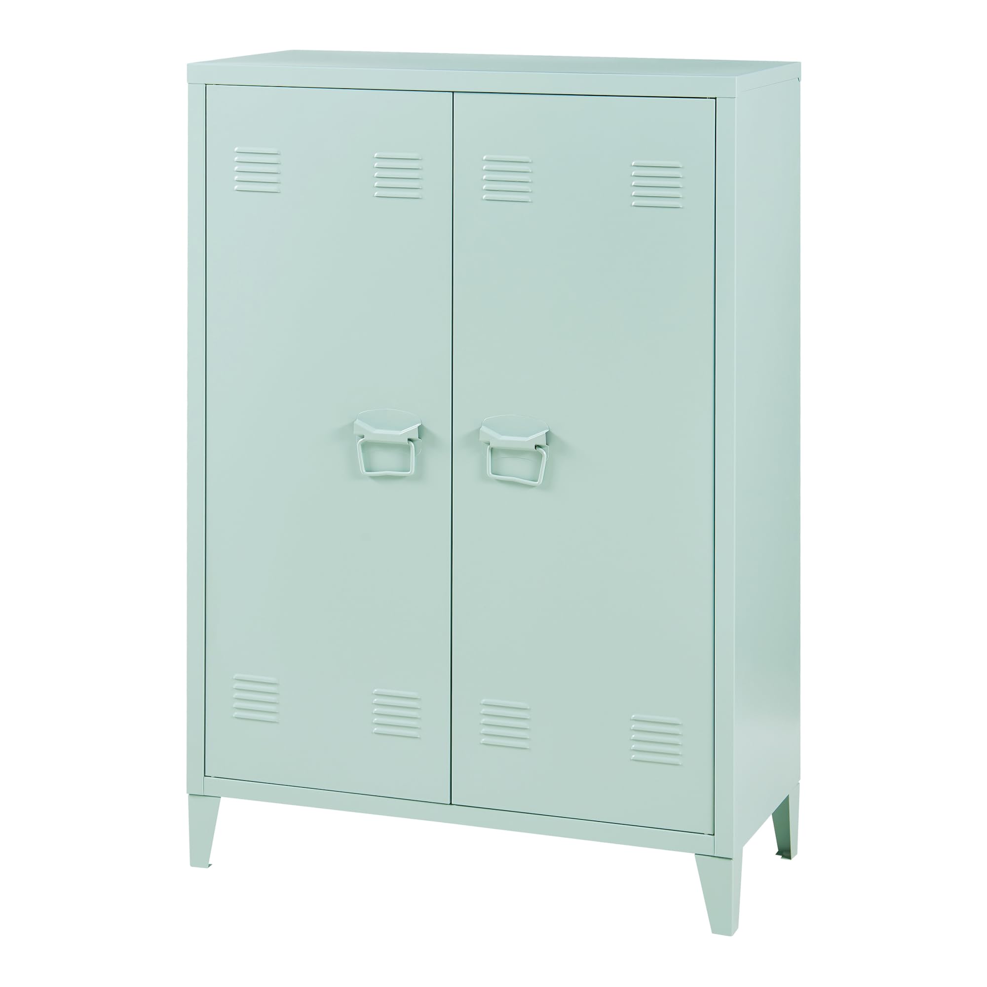 [en.casa] Armadietto da Ufficio Mobile in Acciaio per Archivio Armadio a 2 Ante e Ripiani 110 x 75 x 33 cm Verde Pastello