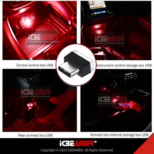 image for ICBEAMER Type C Adapters Atmosphere Light - 2-Pack (Red) | Universal P
