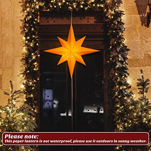 Lanterne de Noël en papier à 8 branches étoiles dorées 60 cm