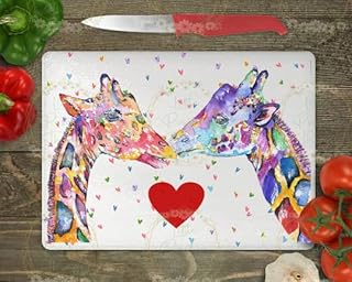 Giraffe chopping board, chopping board, Rainbow Giraffe chopping board, Glass chopping board, worktop saver, new home gift, giraffe kitchen