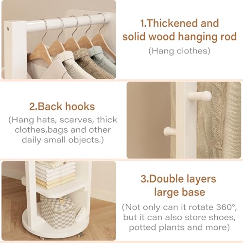 Image of WoodsWhisper Full Length Mirror Coat Rack Solid Wood Floor Mirror 66 inchx12 inch Full Length Mirror with Stand Long Mirrors for Bedroom,Living Room (White-Mobile, 66 inch Lx12 W)