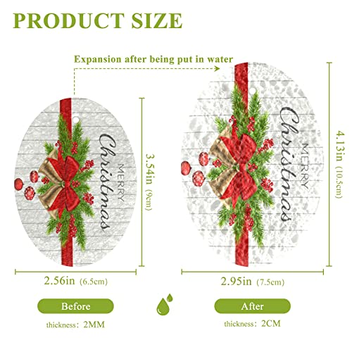 Image of Christmas Fir Tree Winter Red Bow Kitchen Sponges Xmas Ball Holly Berries Cleaning Dish Sponges Non-Scratch Natural Scrubber Sponge for Kitchen Bathroom Cars pack of 3