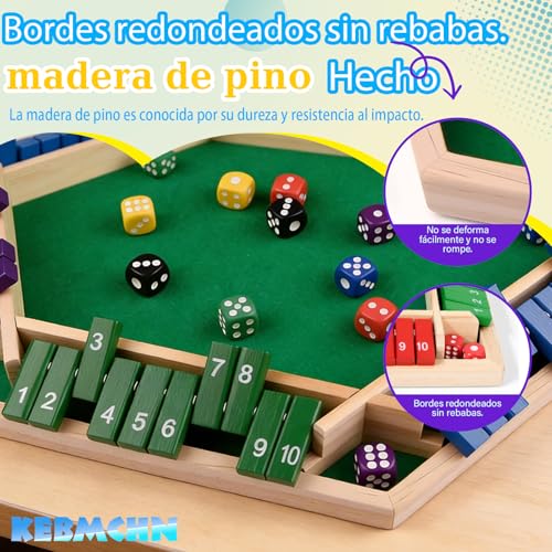 Juego de mesa de madera Shut The Box tradicional con acabados de calidad 4