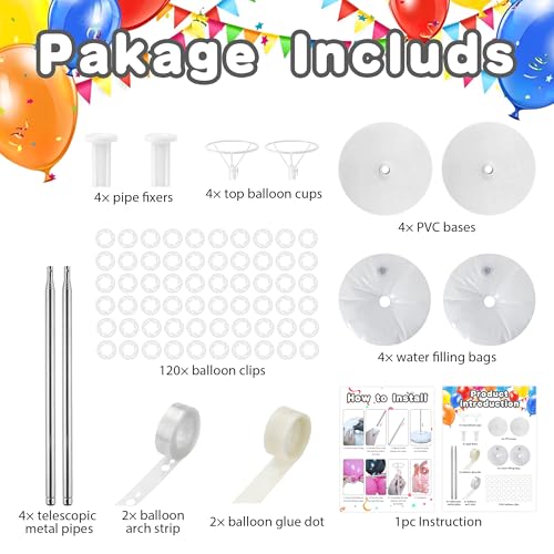 Image of 4 Sets Metal Balloon Stand, Balloon Arch Kit of 4, 7 Feet Adjustable, Durable, Ideal for General Celebrations, Children, Unisex, Christmas, Event Planners, Party Organizers