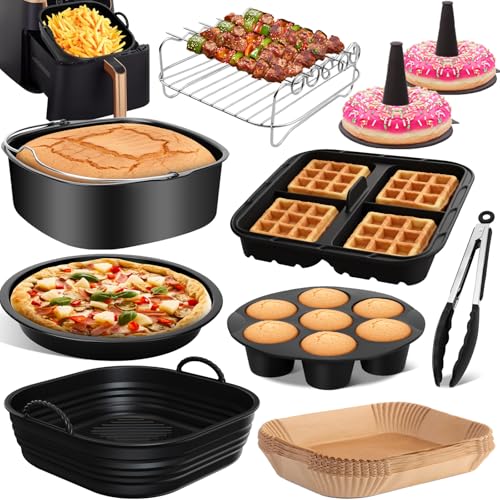 22cm Heißluftfritteuse Zubehör Set kompatibel mit für COSORI Turboblaze 5.5L / 6L / 6.2L Turbo Tower Pro Smart 10.8L Russell Hobbs 8L/8.3L Ninja AF180EU Max Pro 6 2L Air Fryer Silikonform