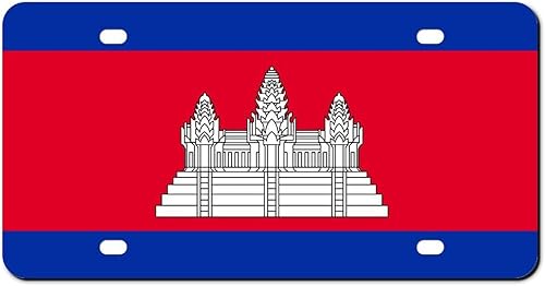 Placa de matrícula de automóvil de aluminio, bandera de Camboya, estilo vintage, etiqueta de matrícula de automóvil personalizada a prueba de óxido,
