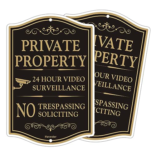 2-Pack-Large-Private-Property-No-Trespassing-Sign-12-x-18-24-Hour-Video-Surveillance-No-Soliciting-Yard-Signs-Rust-Free-Aluminum-Fade-Resistant-Waterproof-UV-Protected