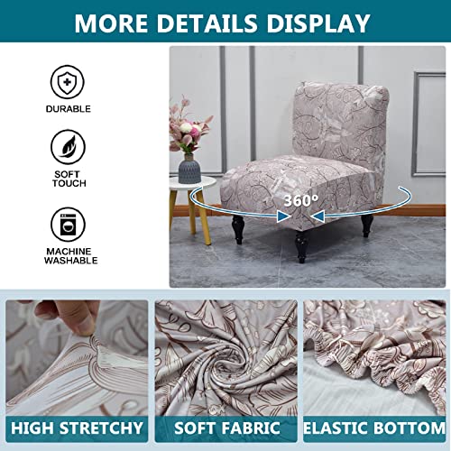 Krfoonn Armless Accent Chair Covers Stretch Armless Chair Slipcover Printed Removable Slipper Chair Covers Furniture Protector For Living Room Dining Room Hotel, 16 #TOP1