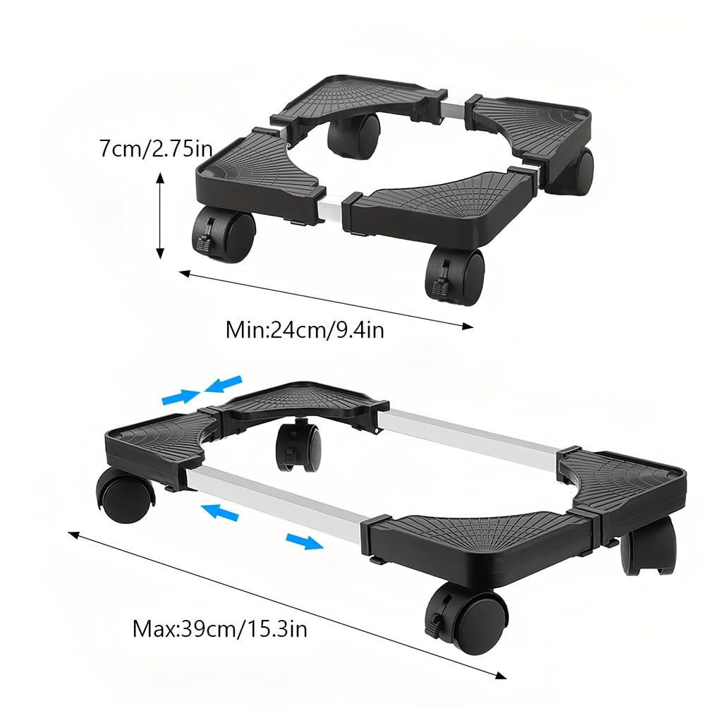 Support à Plantes avec roulettes Réglable, Base Verrouillables Roulante pour Pots Lourds Jardin et Extérieur Intérieur Chariot Transporteur pour Fleurs Réfrigérateur ou Poubelle Charge 50 kg