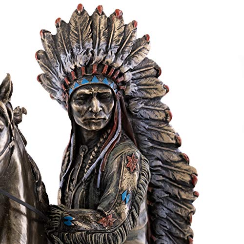 Estatua Chief Sitting Bull a Caballo 10.75 in Bronce miniatura 6