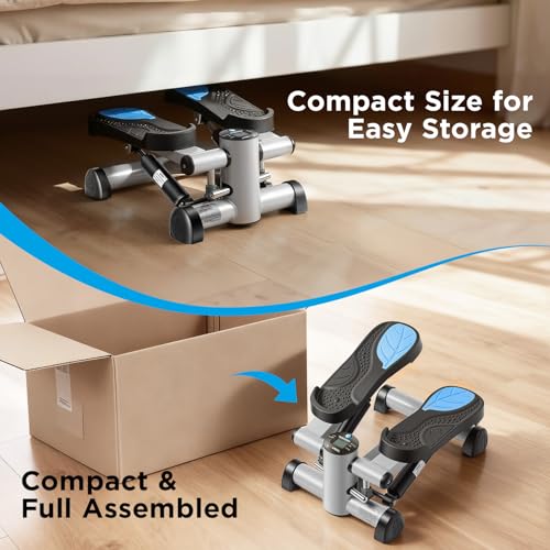 Image of Efitment Mini Stepper for Exercise at Home, Twist Stair Stepper with Resistance Bands, LCD Monitor, Compact Cardio Step Machine for Full Body Workout