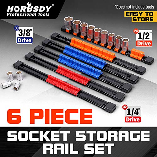 image for HORUSDY 6-Piece Socket Organizer Set, Sockets Holder Rack Rail Mountab