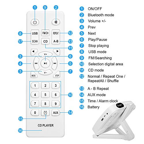 Cd Player, Bluetooth Hifi Speaker, Usb Flash Player, Aux Line-In Audio Boombox, Fm Radio, Portable, Wall Mountable And Desk Stand, With Remote Control #TOP4