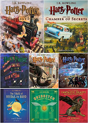 Harry Potter Illustrated Editions Total 8 Books Collection (Hardcover)