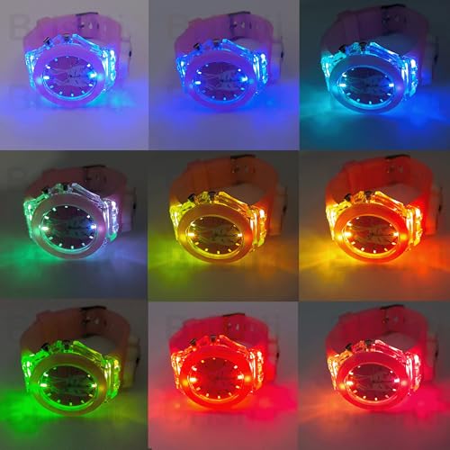 Image of Brishti 3D Cartoon Character Multicolored Glowing Digital Light and Girl's Analogue Wrist Watch | Unique 3D Cute Cartoon Character on Strap | Soft Silicone Strap | Suitable for Age 3-12 Year Kids