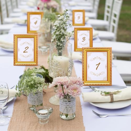 Image of 24 Pcs 4 x 6 Inch Gold Picture Frames Bulk Vintage Antique Ornate Retro Baroque Photo Frames with Backboard for Wall Hanging Tabletop Home Decor Wedding Christmas Display